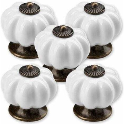 5 x Bouton de Meuble Pommeau Ø 30 mm Blanc Piédestal Bruni Bouton de Tiroir Bouton en Porcelaine (1/4)