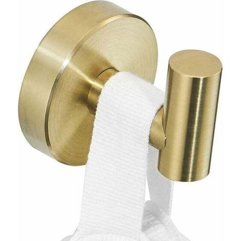 Patère de Vêtement Crochet Murale Couleur Argentée Crochet Peignoir en Acier Inoxydable, Boucle de Serviettes Porte Manteaux Finition Nickel Brossée - Doré (1/5)