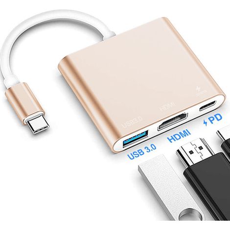 Adaptateur USB-C vers HDMI USB 3.0 Chargeur USB-C Femelle - Résolution 1080p 60 Hz - Transfert Données 5 Gbit/s - Compatible MacBook Chromebook - 1 Pièce (1/5)