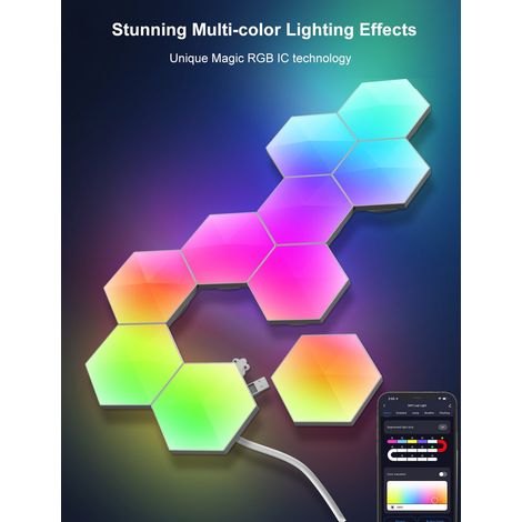 Panel luminoso LED – Pack de 8 hexágonos (1/5)
