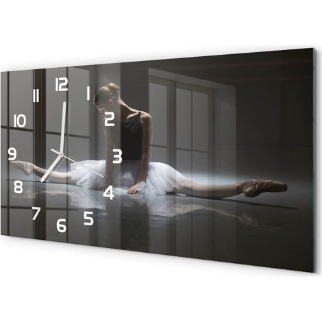 Horloge Murale XXL 60x30 cm Design Moderne en Verre Trempé Salon Salle à Manger Ballerine (1/5)
