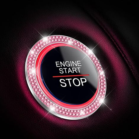 Lot de 2 caches/autocollants en strass pour bouton de démarrage de voiture, accessoires de démarrage/arrêt pour moteur de voiture, décoration intérieure (rose) (1/5)