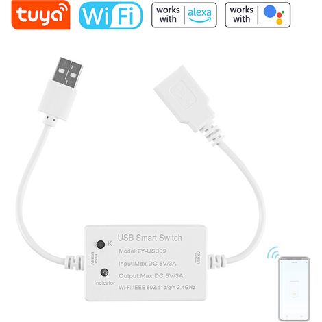 Module disjoncteur intelligent Tuya WIFI RF433 avec commande marche/arrêt à distance via application mobile, compatible avec Google Home pour la commande vocale. (1/5)