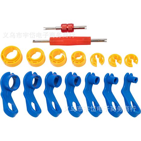 Ensemble de 16 outils à connexion rapide pour tuyaux de climatisation automobile et conduites de carburant, comprenant des connecteurs. (1/5)