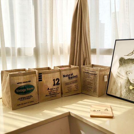 Faltbare Aufbewahrungsbox aus Jute, wasserdicht und leicht zu reinigen, mit weicher Textur, ideal für Zuhause und Büro (NB-Muster). (1/5)