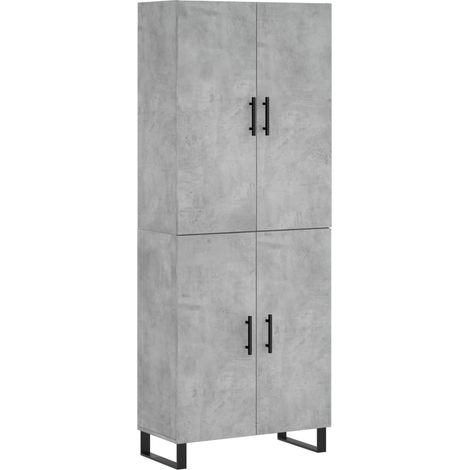 Buffet bahut commode armoire meuble de rangement organisateur cuisine salle de séjour salon haut 69,5 x 34 x 180 cm bois d'ingénierie gris
