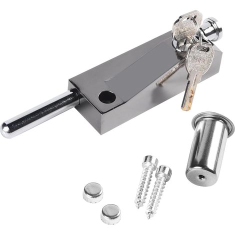 Shine Home Verrou de porte multifonctionnel, serrure de porte de garage, serrure de portail, serrure de hangar, serrure de porte universelle, fournie avec 2 clés, pour usage intérieur et extérieur, Zw