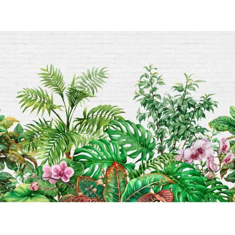 Papier peint panoramique floral original Tapisserie panoramique tropicale pour chambre Papier peint panoramique design idéal pour salon (1/4)