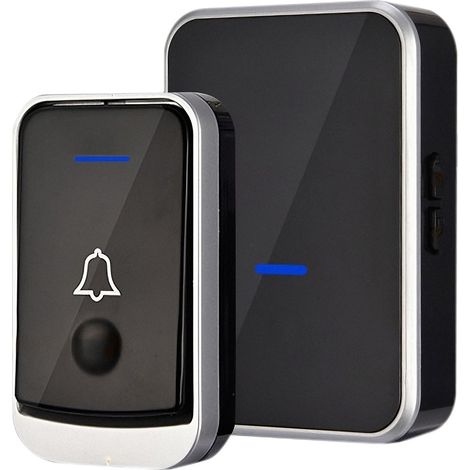 Sonnette sans fil portable avec radio, sonnette électronique étanche pour porte d'entrée extérieure avec écran LED.-AquaForge