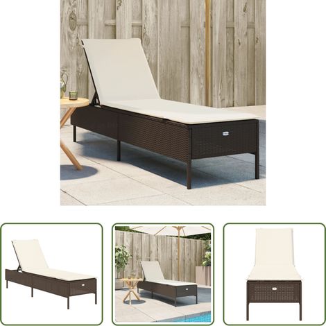 Sonnenliege -  Sonnenliege mit Auflage Braun Poly Rattan (1/5)