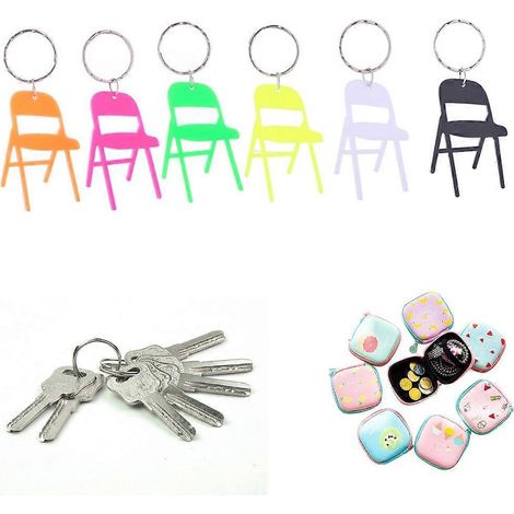 Porte-clés mini chaise pliante en acrylique, pendentif amusant (1/4)