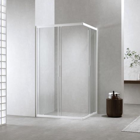 Box Doccia 70x120 Cm h190 Scorrevole Profili Bianco Opaco Cristallo 6mm Trasparente Neat