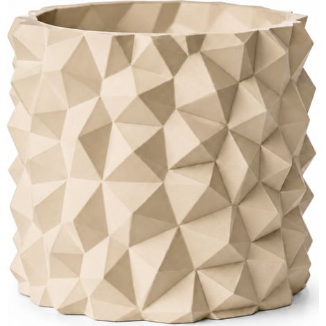 Vaso per piante moderno, minimalista, beige effetto pietra.