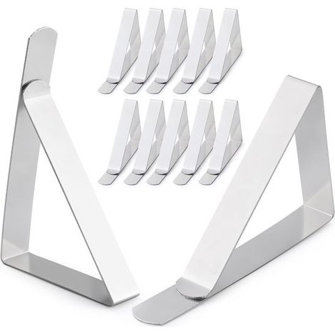 Pinces à Nappe Acier Inoxydable Lot de 12 - 7,5x6,5cm - Attache Nappe pour Table, Terrasse et Extérieur (1/5)