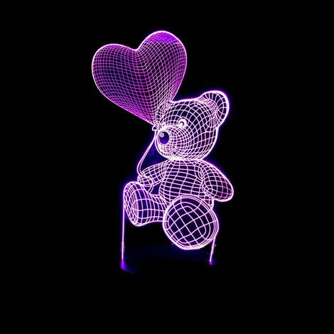 Cadeaux pour filles enfants jouets de Noël 3D illusion lampe veilleuse /ours/cœurs cadeaux, cadeaux de Noël pour femmes, enfants, filles, maman, jouets cadeaux de Noël (1/5)