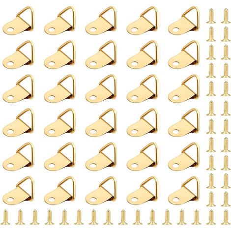 50 Pièces Crochet pour Cadre,Attache Tableau,Photo Anneaux Triangulaires Cadre,Support Murale Cintre avec 50 Pièces Vis Utilisé pour les Cadres Photo, Suspension de Décorations de Meubles (1/5)