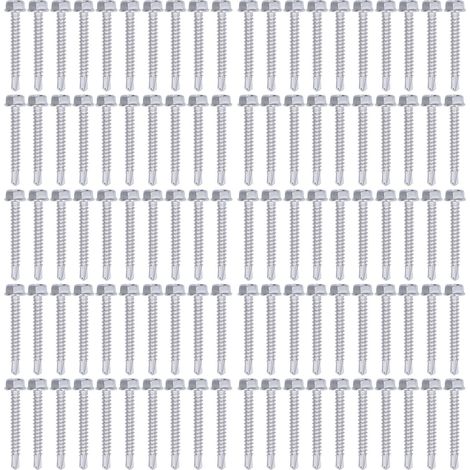 100 Vis autoforeuses en acier inoxydable à tête hexagonale avec rondelle pour équipement de bureau et maison (1/5)