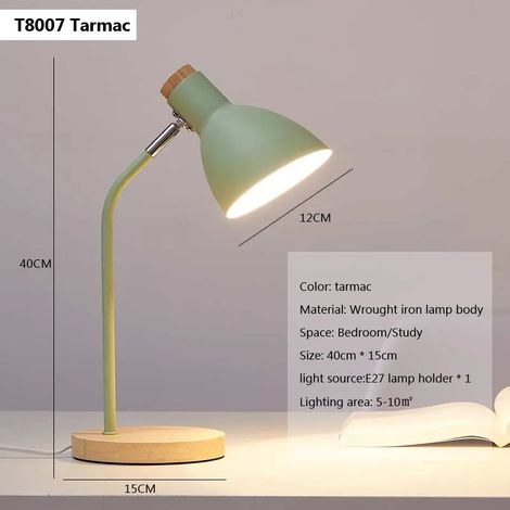 (Lumière verte et blanche froide) Lampe de table créative en bois, lampe de bureau flexible, culot LED E27, décoration intérieure. (1/4)