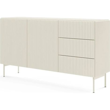 ZORA - Buffet 147 cm pieds en métal - Blanc