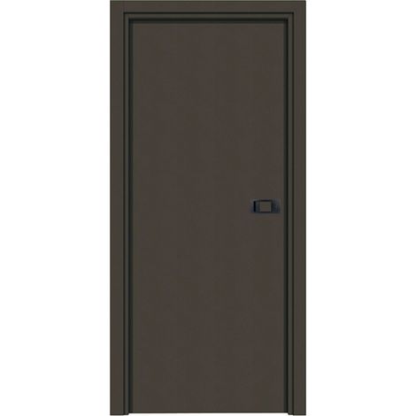 Bloc-porte pose fin de chantier collection PREMIUM Miro avec poignée Exclusive noire H204 x l.73 cm aspect cuir basalte réversible