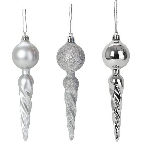 Set de 3 suspensions torsadees de noel argent