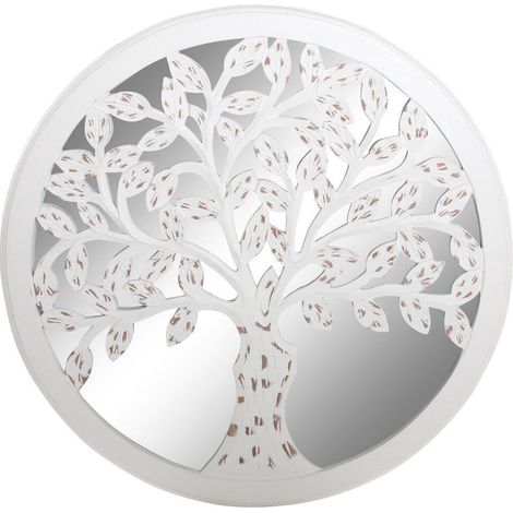 Miroir décoratif arbre usé blanc esprit nature mural - blanc usé effet bois naturel (1/3)