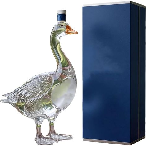 Bouteille de vodka sculptée 3D en verre d'oie 350 ml transparente et fabriquée à la main pour maison, bar, fête, carafe à décanter décorative (A, 350 ml) (1/5)