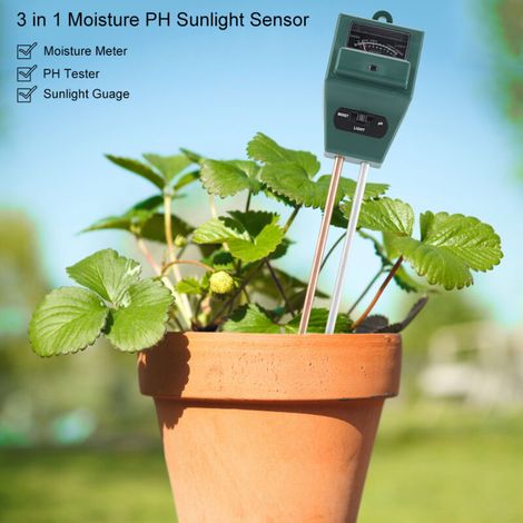 Testeur 3-en-1 pour Sol : pH, Humidité et Luminosité pour Jardin, Plantes et Fleurs