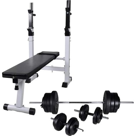 vidaXL Banco de entrenamiento con soporte de pesas y mancuernas 60,5kg (1/4)
