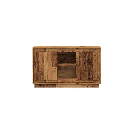 Petit buffet 2 portes 1 étagère extérieure 102cm – Modèle Novila-Marron noisette (1/5)