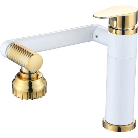 Robinet Lucky Cat, meuble de salle de bain avec eau chaude et froide, lavabo, robinet pivotant universel, modèle platine (1/5)