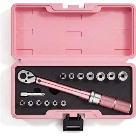 Kit de clés dynamométriques roses pour vélo de 1/4 pouce (2,5-30 Nm, 15 pièces) Précision ±3 %, cliquet à 72 dents, clés de haute précision (1/5)