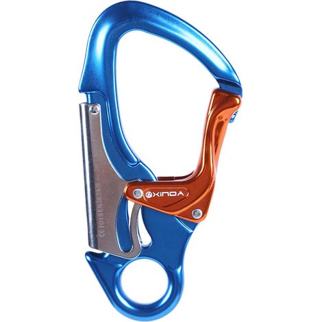 Clip Mousqueton Double Action Alpinisme 30KN Bleu & Orange (1/5)