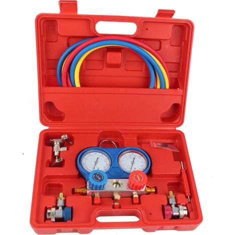 Ensemble de jauge de collecteur de climatiseur A/C R134a avec outil de tuyau de charge de 5 pieds (1/5)
