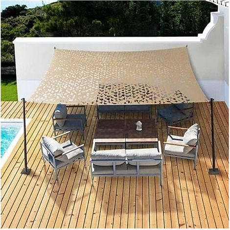 Filet Camouflage Voile D'ombrage Rectangulaire Design Ombrière Filet Camouflage Sable-44m (1/3)