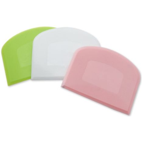 Grattoir à Pâte en Plastique Corne Pâtisserie,Coupe pâte,3 Pièces Plastique Racloir Patisserie, Spatules pour du Pain pour Cuisine, Pâtisserie, Crêpes,12x9,5cm (Vert+Blanc)