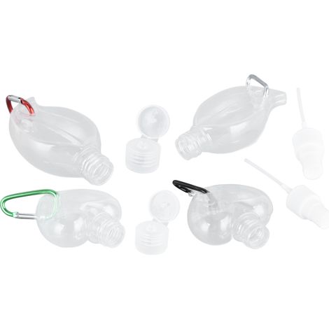 4 Bouteilles de Voyage Transparentes 50ml Anti-Fuites avec Porte-Clés, Récipient Plastique Vide pour Extérieur (1/5)