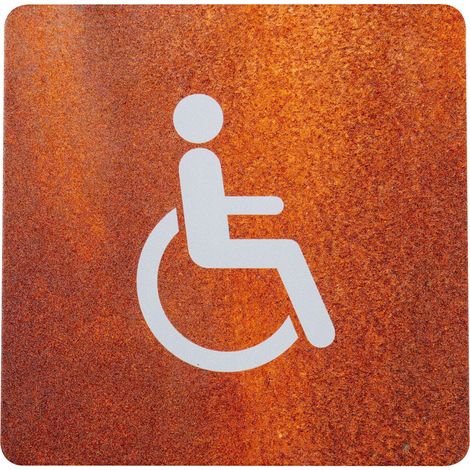 Plaque de porte alu effet rouille - Toilettes PMR - 4385235