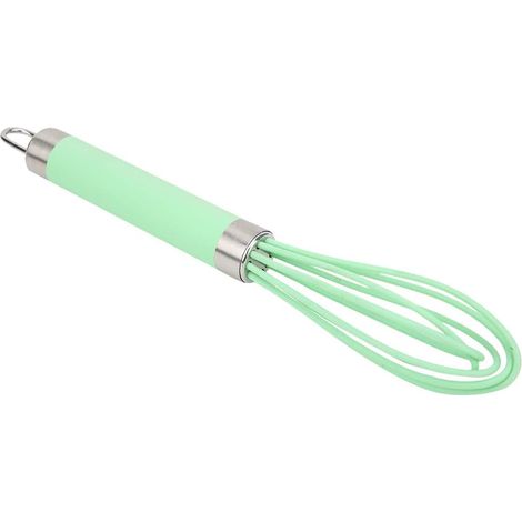 Batteur manuel en silicone pour œufs, mixeur de cuisine (10 pouces, vert menthe)