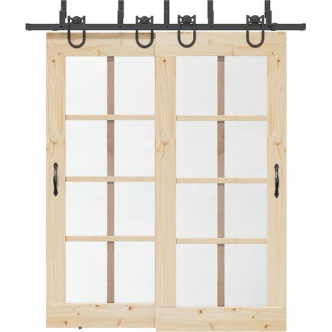 Schiebetürbeschlag-Set 200 cm Stahl Schwarz