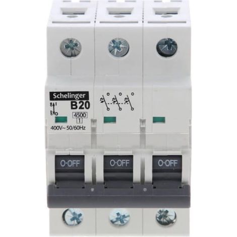 Leistungsschalter 3P B 20A 4,5kA AC Schelinger A02-G7-3P-B20