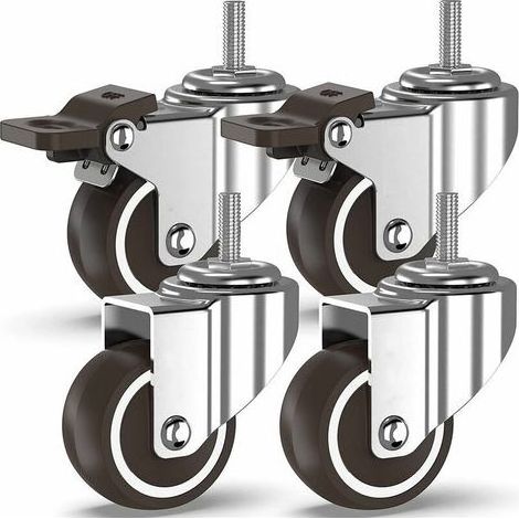 TAISHENGDA-Lenkrollen - 4 mit Gewindebolzen, Möbelrollen, gebremste Räder für den industriellen Transport von Platten (50 mm mit M10-Bolzen, 2 mit Bremsen, 2 ohne Bremsen) (1/5)