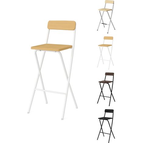 Taburete Plegable Alto de Metal Extra Grueso con Reposapies para Cocinas y Bar Silla con Respaldo Resistente