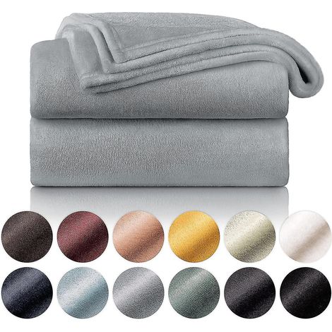 Weiche und flauschige Decke – Hochwertige Decke aus ultraweichem Fleece, ideal als Sofaüberwurf, Tagesdecke oder Wohnzimmerdecke – 130 x 150 cm – Grau