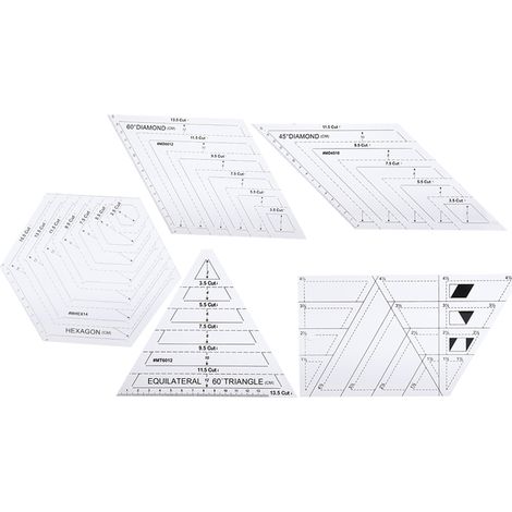 5 Pièces Gabarits de Patchwork Transparents pour Couture et Quilting, Outils DIY (1/5)