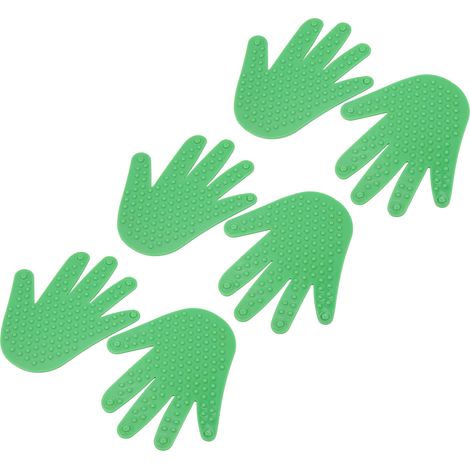 Lot de 3 paires de marqueurs de sol en forme de main, en PVC antidérapant, pour empreintes de mains, idéal pour l'éducation préscolaire et maternelle (vert). (1/5)