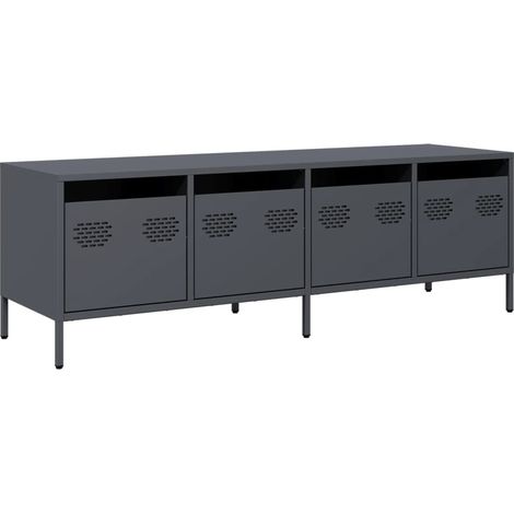 Mueble TV multimedia estante para televisión buffet para televisión comedor salón dormitorio antracita 135 x 39 x 43,5 cm acero laminado en frío antracita 020026393