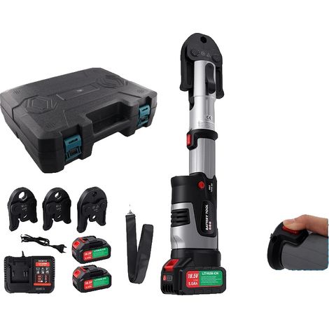 Outil de sertissage électrique, 18V de puissance, 64 kN de force maximale, capacité de batterie de 5Ah, 3 mâchoires de pressage, certifié CE (1/5)