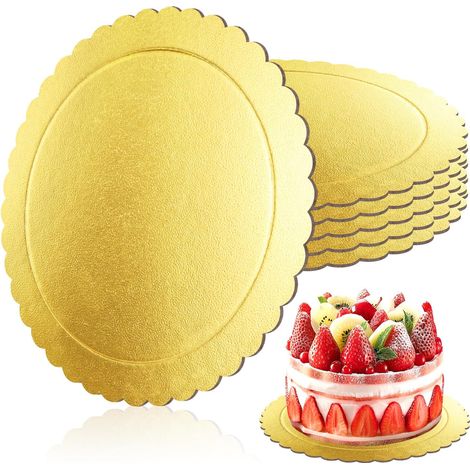 Plateau à Gâteau Rond - 6 Pièces - Carton Doré 25cm - Support Solide Anti-Huile - Transport et Décoration (1/5)