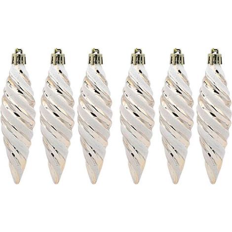 Set mit 6 Weihnachtsdekorationen, Christbaumschmuck, Accessoires, bemalten Spiraldrähten, Weihnachtskugeln, (6 Champagner) (1/5)